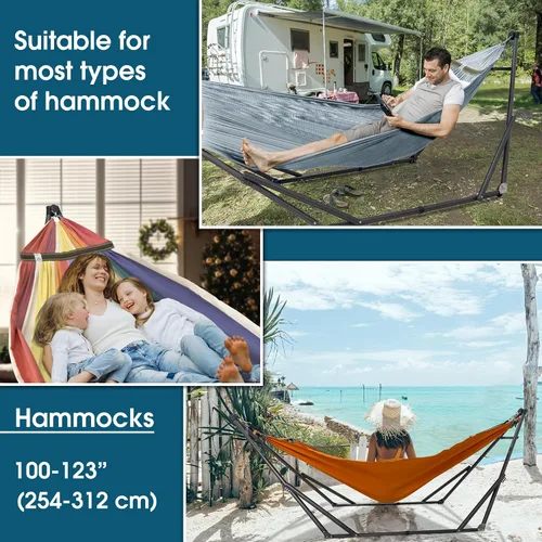 Miniatura 5 de Tranquillo Unity - Soporte de hamaca ajustable, plegable, para camping, con soporte, capacidad de 800 lbs, soporte de hamaca doble de acero para 2