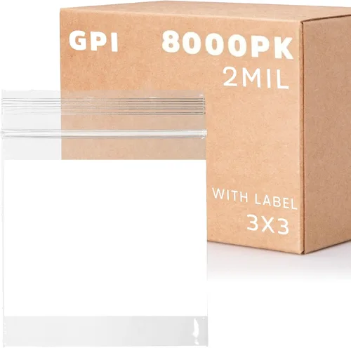Miniatura 39 de GPI - Mini bolsas con cremallera de 1 x 1 pulgada, paquete de 1000 bolsas de plástico transparente con cierre con cremallera con bloque blanco