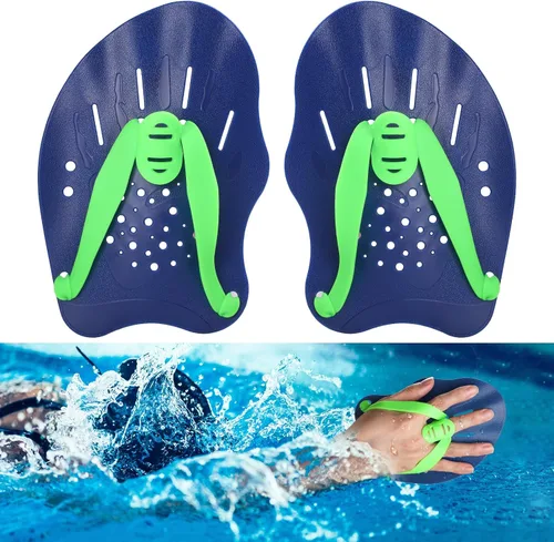 Miniatura 6 de Hianjoo Aletas de Mano para Natación para Adultos y Jóvenes (1 Par), Aletas de Natación de Fuerza de Entrenamiento para Piscina, Accesorios