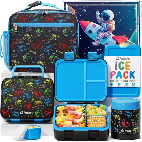 Miniatura 13 de Fimibuke Lonchera Bento de 32 onzas para niños con termo de 12 onzas, bolsa de almuerzo aislada y bolsa de hielo, contenedor de comida de 3