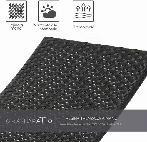Miniatura 4 de Grand patio Sillón de mimbre para exteriores de 4 posiciones ajustable plegable de aluminio para patio, tumbona con cojín beige