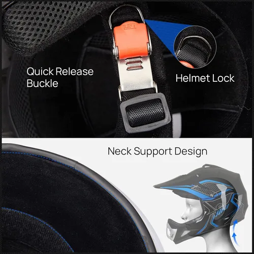 Miniatura 5 de ILM - Casco para niños o jóvenes para motocross o cuatrimoto o calle, de cara completa, para moto, incluye lentes y guantes, aprobado por el DOT