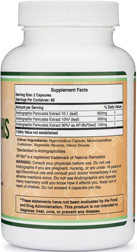 Miniatura 3 de Andrographis Cápsulas Max Andrographides - 1,000 mg Tamaño de porción (120 cápsulas) con AP-Bio (extracto de Andrographis Paniculata patentado)