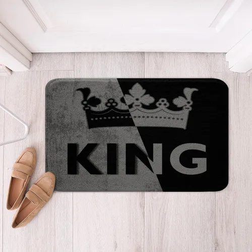 Miniatura 3 de Erosebridal King Crown - Tapete de baño vintage negro y gris, tapete romántico para el día de San Valentín, para exteriores, 16 x 24 pulgadas