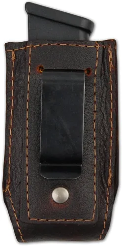 Miniatura 4 de Barsony Funda IWB de cuero marrón + funda para cargador compacta, subcompacta de 0.354 in, 40 y 45