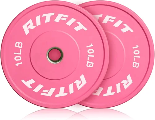 RITFIT Placas de peso rosas, placa de pesas olímpicas de 2 pulgadas, placas de parachoques con inserto de acero, pesas rosas para gimnasio y hogar