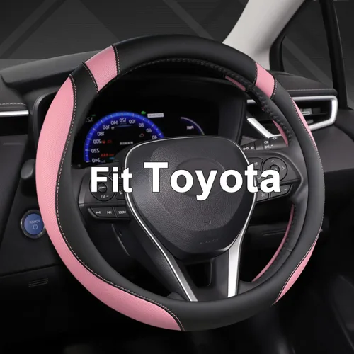Miniatura 10 de West Llama Funda personalizada para volante de automóvil para Toyota Tacoma, 4Runner, Tundra, Sequoia, 15.5-16 pulgadas (negro + azul, tamaño grande)