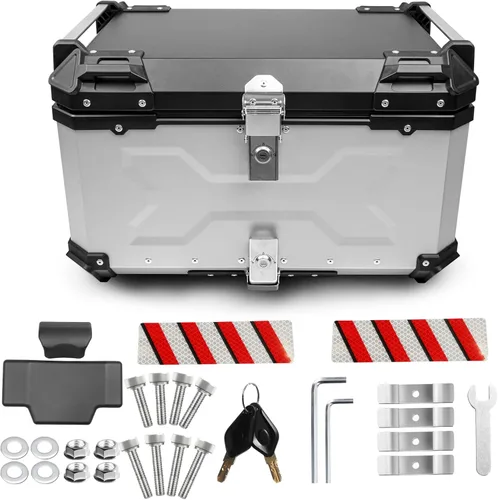 Miniatura 8 de Maletero Universal para Motocicleta, Caja Superior de 45L, Baúl Trasero para Motocicleta, Estuche de Almacenamiento con Respaldo, Cerradura de Negro