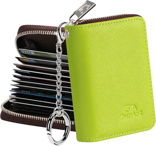 FurArt Cartera con Cremallera para Mujeres, Cartera con Bloqueo RFID para Tarjetas de Crédito, Portador de Tarjetas de Presentación, Cartera Llavero