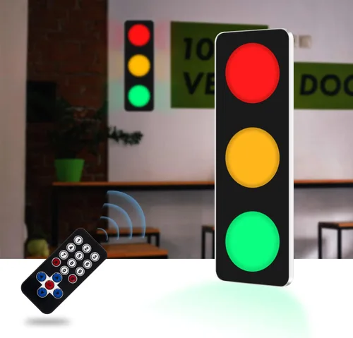 Miniatura 3 de BBMI Semáforo de control remoto, lámpara de pared LED roja amarilla verde, lámpara de tráfico de estilo de aluminio, DC9-12V (con enchufe).
