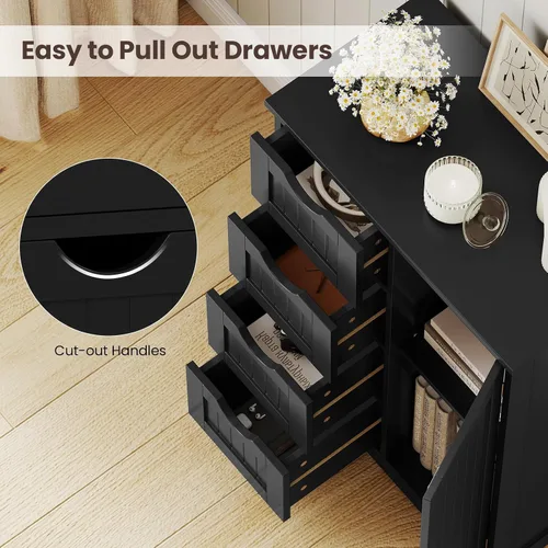 Miniatura 5 de Giantex Gabinete de Almacenamiento de Baño con Cajones - Organizador de Almacenamiento de 4 Cajones con Armario, Estante Ajustable, Dispositivo