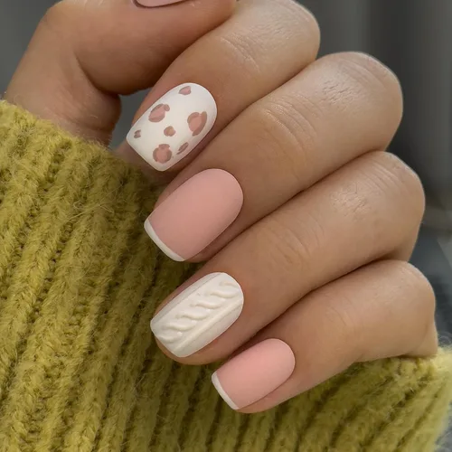 Miniatura 28 de Uñas a presión CurvLife cortas cuadradas Beige, Blancas, Rosas, Uñas postizas falsas acrílicas con diseño de albaricoque, uñas de cobertura completa