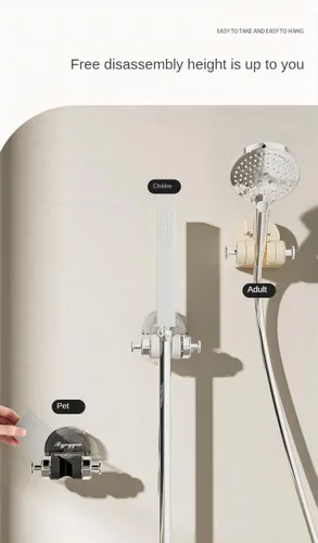 Miniatura 4 de Soporte de ducha con ventosa al vacío, reutilizable, soporte de ducha extraíble (blanco leche)