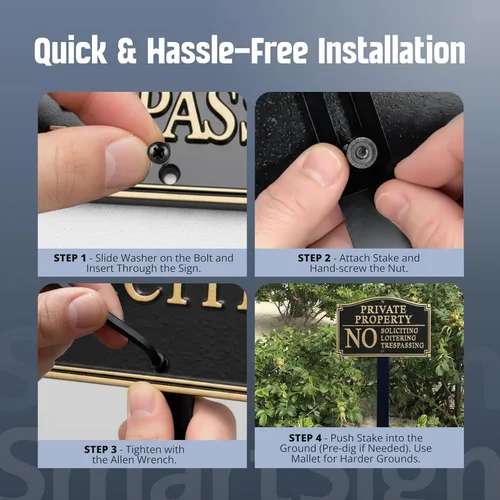 Miniatura 5 de SmartSign Letrero de Propiedad Privada para Patio, Placa de Jardín Sin Solicitar Merodear Traspasar Placa de Aluminio de 5.75" x 9.5" con Estaca