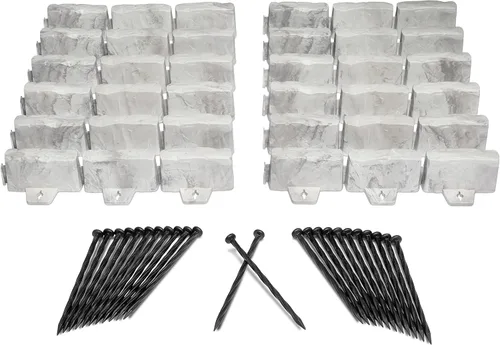 Miniatura 11 de EasyFlex Bordes para Paisajismo sin Excavación con Espigas de Anclaje, Borde de Jardín Decorativo de Aspecto de Piedra de 2.7 Pulgadas de Altura