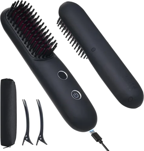 Bestauty Peine alisador de cabello Hot Peine, tecnología de calefacción MCH Fast 20s, 320℉-356℉-392℉, 3 niveles ajustables, cepillo alisador de