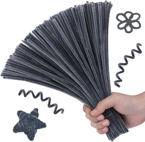 Miniatura 21 de Hssugi Limpiapipas plateadas, 100 piezas de limpiadores de pipas para manualidades, limpiadores de pipas dorados con purpurina a granel