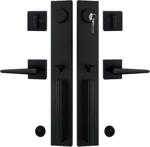 Miniatura 8 de NEWBANG Juego de manijas de puerta doble negro mate