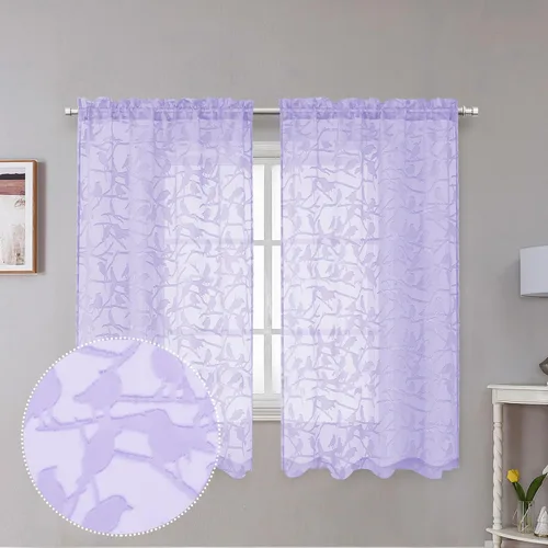 Miniatura 26 de OVZME Anji - 2 paneles de cortinas traslúcidas de gasa marrón de 72 pulgadas de largo para dormitorio, doble bolsillo para barra, tela ligera