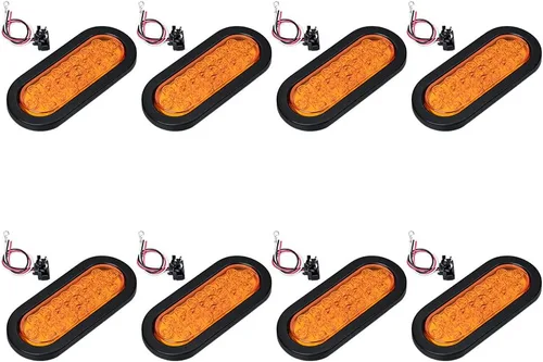 Miniatura 14 de Astra Depot Luz trasera redonda roja de 4 pulgadas, 12 luces LED para remolque, impermeable, lámpara trasera de freno con juntas de goma con ojales