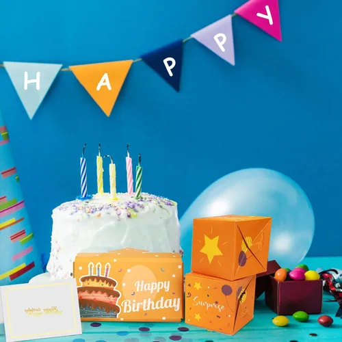 Miniatura 6 de BABORUI Tarjeta de cumpleaños desplegable con confeti, caja de regalo sorpresa de feliz cumpleaños, explosión para dinero, caja sorpresa