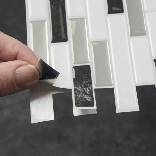 Miniatura 5 de Tack Tile Protector contra salpicaduras de vinilo para despegar y pegar (mosaico pequeño blanco)
