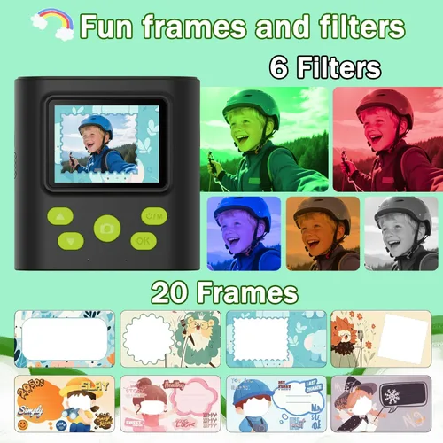 Miniatura 6 de Zicor Cámara de impresión instantánea para niños, video digital HD y cámara de impresión instantánea para niños, divertidos regalos de cumpleaños