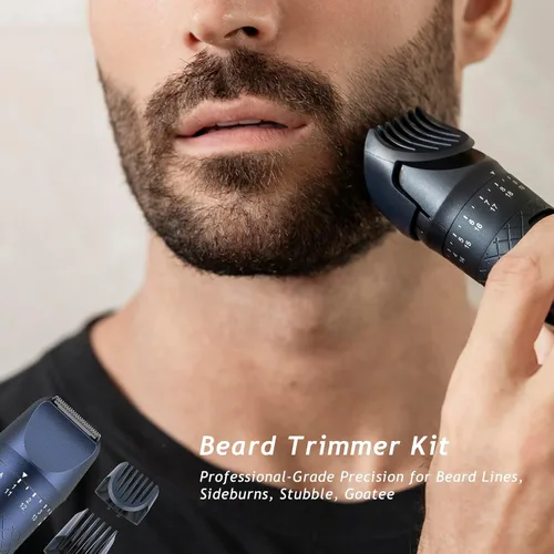 Miniatura 9 de Cortadora de barba para hombres, juego de afeitadoras eléctricas y cortapelos, dial de precisión ajustable con 20 configuraciones, kit de afeitado