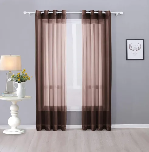 Miniatura 25 de Interior Trends Ariana - Juego de 2 cortinas de gasa transparente totalmente cosida con ojales (63 pulgadas de largo, beige)