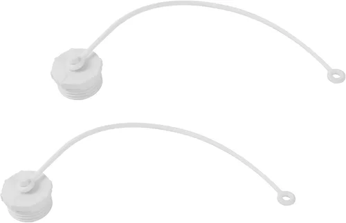 TonGass (2-Pack, Blanco) Tapones de Manguera de Acoplador con Correas, Conectores MPT de 3/4" de Fácil Torsión Compatibles con la mayoría de las