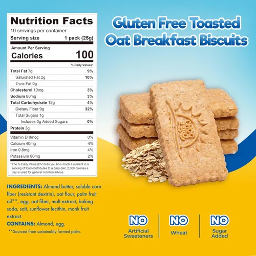 Miniatura 2 de Galletas para el desayuno de avena tostada ChocZero – Galletas de alto contenido en fibra sin azúcares añadidos, keto y sin gluten, 30 por caja