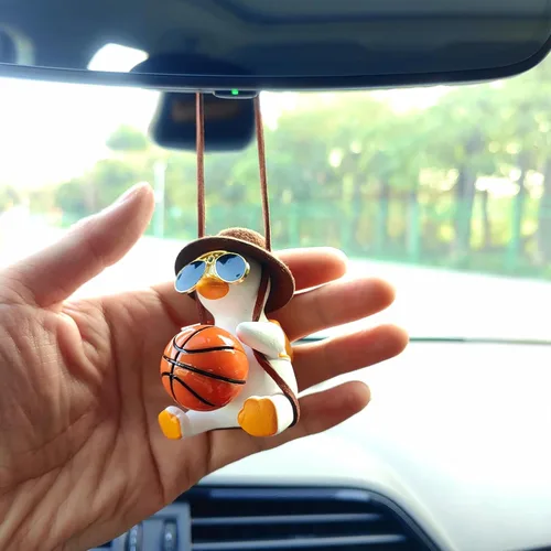 Miniatura 4 de Adorno colgante de pato oscilante para automóvil, bonito colgante de decoración de coche para accesorios de espejo retrovisor, regalo del día de San