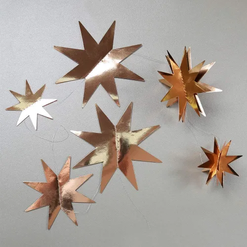 Miniatura 2 de Decor365 Guirnaldas de Estrellas Centelleantes Dorado Champán Decoraciones de Fiesta Pancarta de Estrellas Decoración Colgante de Techo Serpentina