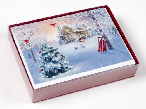 Miniatura 2 de Box Home para tarjetas de Navidad de Navidad, 15 tarjetas, 16 sobres de papel de aluminio