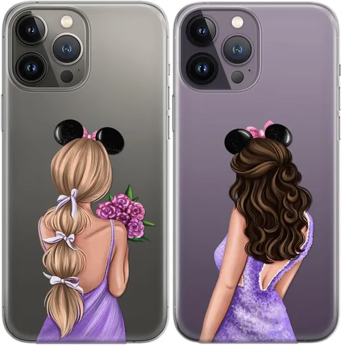 Fundas a juego para parejas compatibles con iPhone 15 14 13 Pro Max 12 Mini 11 Xs 6s 8 Plus 7 Xr 10 SE X 5 Femenino Par de Nupcial Estampado Púrpura