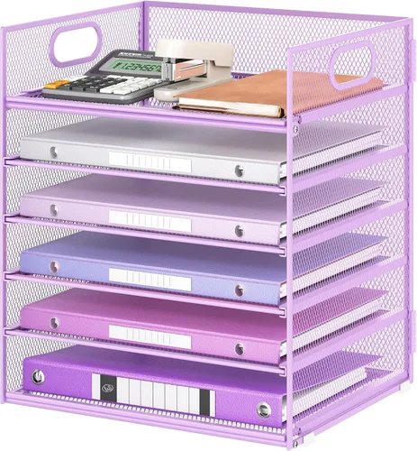 Miniatura 22 de Lavatino Organizador de Archivos de Escritorio de 5 Bandejas, Organizador de Bandejas de Cartas de Malla Negra con Asa, Organizador de Archivos