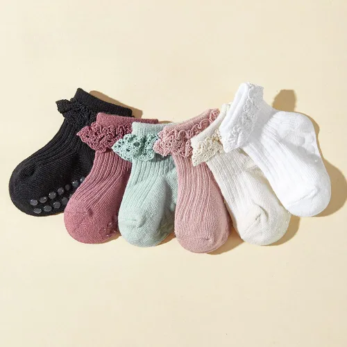 Miniatura 7 de DRESHOW BQUBO Calcetines Antideslizantes para Bebés Niñas Pequeñas - Lindos Calcetines de Tobillo con Volantes y Agarre para Bebés y Niños Pequeños