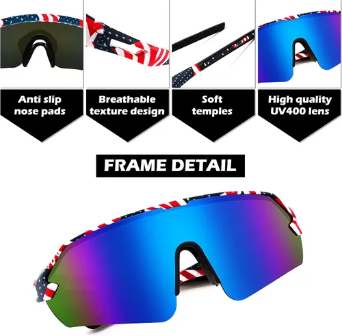 Miniatura 3 de FEISEDY Gafas de sol deportivas para hombres y mujeres, protección UV400 al aire libre, ciclismo, conducción, pesca, B2987 001 Estrellas & Rayas