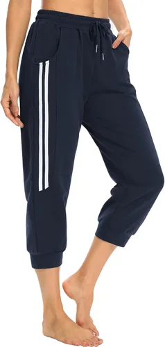 Miniatura 2 de KaiDi Pantalones capri para mujer, pantalones capri casuales con bolsillos, pantalones capri para yoga, pantalones de entrenamiento con cordón
