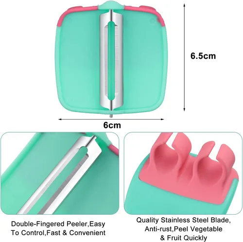 Miniatura 2 de Mudder 4 Piezas Pelador de Verduras de Dedo y Palma para Cocina, Pelador de Frutas y Patatas con Cómodo Agarre de Goma para Calabaza, Zanahoria