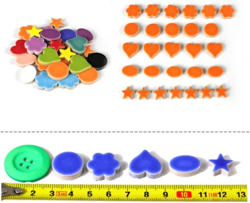 Miniatura 2 de Azulejos de mosaico – Surtido de azulejos de mosaico de cerámica circular a granel – 0.6 x 0.6 in de colores mixtos – 42 piezas/3.53 oz para Mezcla