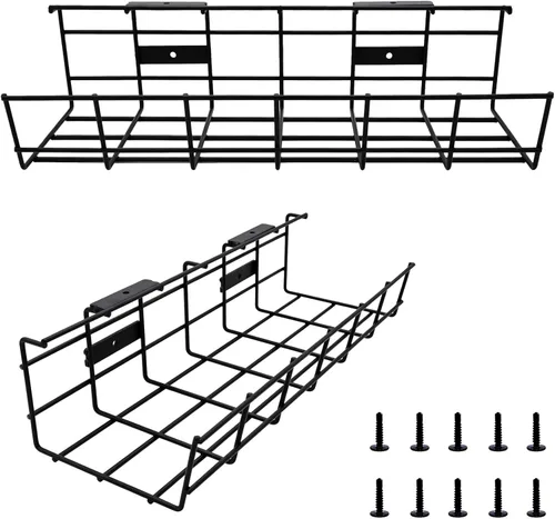 Miniatura 9 de Under Desk Cable Management- 1 Pack Cord Organizer. Metal Wire Cable Management Tray for Office, Studio and Home. Super Sturdy Under Table Cable