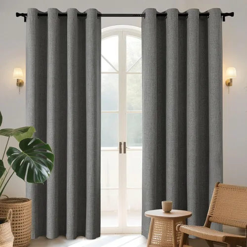 Miniatura 17 de Joydeco Cortinas opacas de 84 pulgadas de largo, 2 paneles burg, cortinas de oscurecimiento de habitación para dormitorio, cortinas térmicas Negro