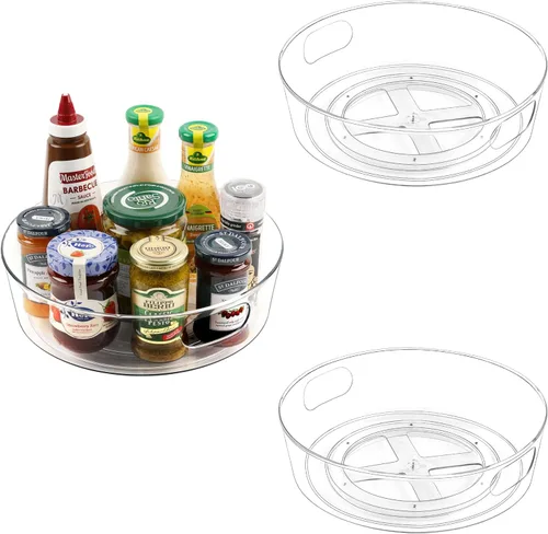 Miniatura 11 de GUZON Paquete de 4 Organizadores Lazy Susan, Mesa Giratoria Lazy Susan Transparente de 9 Pulgadas para Gabinete, Estante Giratorio de Especias