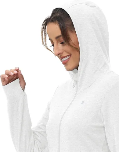 Miniatura 11 de TBMPOY Chaquetas con capucha y protección solar UPF 50+ para mujer, ligeras, de manga larga, para senderismo, exteriores, con cremallera completa