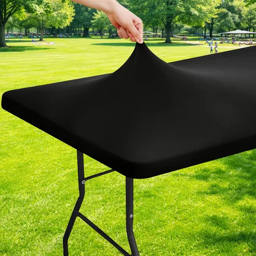 Miniatura 12 de Moosfor Mantel rectangular de elastano de 4 pies, manteles elásticos ajustables para pícnic, funda elástica y lavable para mesa de patio para Azul