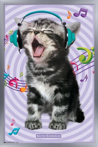 Miniatura 19 de Trends International Keith Kimberlin - Gato - Póster de pared cantando, 14.725 x 22.375 pulgadas, versión con marco de madera tipo granero