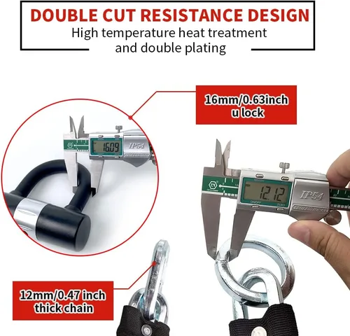 Miniatura 4 de AKM Candado de cadena para bicicleta de 47.2 in/4 pies, resistente, duradero, 0.472 in de grosor, antirrobo, cadena de bicicleta con 4 teclas