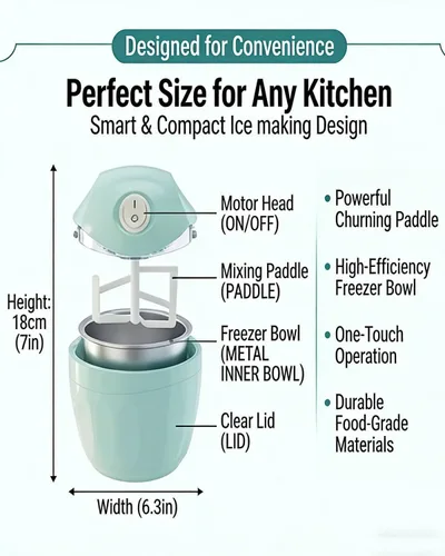 Miniatura 7 de Mini máquina de helados pequeña para el hogar, solo 15 minutos, mini máquina de helados, máquina de postres de un solo toque, porción individual