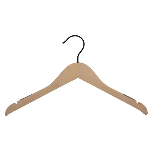 Miniatura 10 de NAHANCO Percha de madera para camisas, 17 pulgadas, color negro brillante con gancho cromado (paquete de 100)